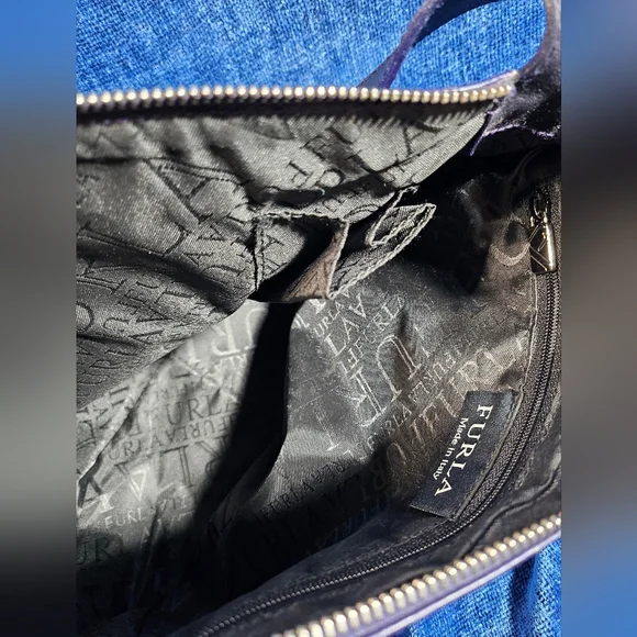 Y2K Furla Purple Leather Single Handle Shoulder Bag - Picture 11 of 13